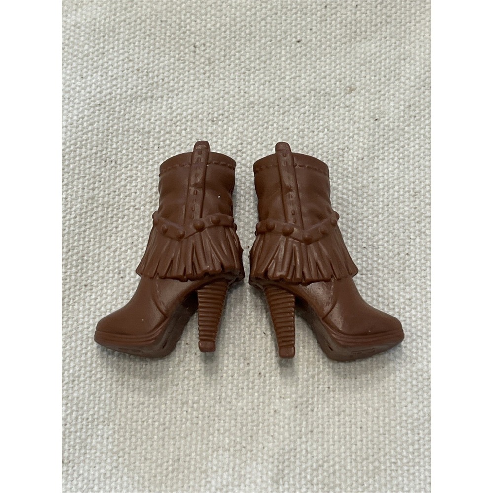 Barbie Fashionista Brown Fringe Heeled Cowboy Boots, Slip On